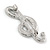 Clear Crystal Treble Clef Brooch In Silver Tone Metal - 45mm L - view 2