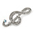 Clear Crystal Treble Clef Brooch In Silver Tone Metal - 45mm L - view 3