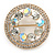 AB/ Crystal Round Button Shape Brooch In Gold Tone - 35mm D - view 5