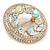 AB/ Crystal Round Button Shape Brooch In Gold Tone - 35mm D - view 2