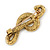Light Topaz Crystal Treble Clef Brooch In Gold Tone Metal - 45mm - view 5