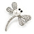 Classic Crystal, Faux Pearl Dragonfly Brooch In Silver Tone Metal - 40mm L - view 2