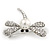 Classic Crystal, Faux Pearl Dragonfly Brooch In Silver Tone Metal - 40mm L - view 3