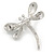 Classic Crystal, Faux Pearl Dragonfly Brooch In Silver Tone Metal - 40mm L - view 4