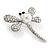 Classic Crystal, Faux Pearl Dragonfly Brooch In Silver Tone Metal - 40mm L - view 5