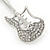 Clear Crystal Guitar Brooch In Silver Tone Metal - 57mm L - view 4