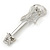Clear Crystal Guitar Brooch In Silver Tone Metal - 57mm L - view 5