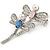 Two Crystal Dragonfly Brooch In Silver Tone Metal - 45mm - view 2