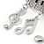 Silver Plated Clear Crystal Music Keyboard with Dangling Music Notes Brooch - 40mm W - view 2