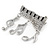 Silver Plated Clear Crystal Music Keyboard with Dangling Music Notes Brooch - 40mm W - view 3