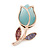 Tiny Light Blue Tulip Pin Brooch In Gold Tone Metal - 30mm