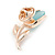 Tiny Light Blue Tulip Pin Brooch In Gold Tone Metal - 30mm - view 4