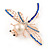 Clear/ Navy/ Light Blue Crystal, Faux Pearl Dragonfly Brooch In Rose Gold Tone Metal - 55mm W - view 6