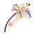 Clear/ Navy/ Light Blue Crystal, Faux Pearl Dragonfly Brooch In Rose Gold Tone Metal - 55mm W - view 4