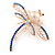 Clear/ Navy/ Light Blue Crystal, Faux Pearl Dragonfly Brooch In Rose Gold Tone Metal - 55mm W - view 7