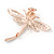 Clear/ Navy/ Light Blue Crystal, Faux Pearl Dragonfly Brooch In Rose Gold Tone Metal - 55mm W - view 2