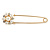 Gold Plated Safety Pin with Faux Pearl, Crystal Flower - 50mm - view 11