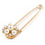 Gold Plated Safety Pin with Faux Pearl, Crystal Flower - 50mm - view 9