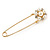 Gold Plated Safety Pin with Faux Pearl, Crystal Flower - 50mm - view 7