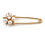 Gold Plated Safety Pin with Faux Pearl, Crystal Flower - 50mm - view 5