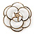 35g White/ Black Enamel Rose Brooch In Gold Tone Metal - 47mm Diameter - view 2