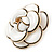 35g White/ Black Enamel Rose Brooch In Gold Tone Metal - 47mm Diameter - view 4