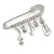 Medium Silver Tone Crystal Safety Pin Brooch with Musical Note Charms - 50mm - view 2