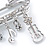 Medium Silver Tone Crystal Safety Pin Brooch with Musical Note Charms - 50mm - view 3