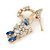 Clear/ Blue Crystal Sexy High Heel Shoe Brooch In Gold Plated Metal - 45mm - view 2