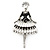 Black/ White Enamel, Crystal Ballerina Brooch In Silver Tone Metal - 55mm L