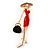 Elegant Lady in The Red Dress Brooch In Gold Plated Metal - 60mm L - view 6
