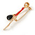 Elegant Lady in The Red Dress Brooch In Gold Plated Metal - 60mm L - view 2