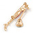 Elegant Lady in The Red Dress Brooch In Gold Plated Metal - 60mm L - view 4