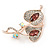 Rose Gold Tone Clear/ Plum Crystal Calla Lily Brooch - 50mm L - view 2