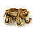 Vintage Inspired Small Topaz/ Red Crystal Elephant Brooch In Antique Gold Tone Metal - 35mm - view 4