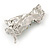 AB Crystal Dog Brooch In Silver Tone Metal - 35mm L - view 3
