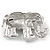 Small Crystal Elephant Brooch In Silver Tone Metal - 35mm - view 4