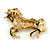 Vintage Inspired Horse Brooch In Gold Tone Metal - 50mm W - view 4