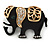 Ethical Crystal Black Elephant Brooch In Gold Tone Metal - 35mm W - view 5