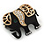 Ethical Crystal Black Elephant Brooch In Gold Tone Metal - 35mm W - view 2