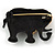 Ethical Crystal Black Elephant Brooch In Gold Tone Metal - 35mm W - view 4