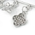 Silver Plated Safety Pin Brooch with Crystal Charms - 65mm L - view 4