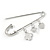 Silver Plated Safety Pin Brooch with Crystal Charms - 65mm L - view 5