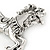 Vintage Inspired Horse Brooch In Silver Tone Metal - 50mm W - view 2