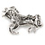 Vintage Inspired Horse Brooch In Silver Tone Metal - 50mm W - view 4