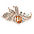 Fancy Clear/ Champagne Crystal Floral Brooch In Rose Gold Tone Metal - 50mm L - view 2