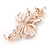 Fancy Clear/ Champagne Crystal Floral Brooch In Rose Gold Tone Metal - 50mm L - view 4