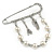 Silver Plated Safety Pin Brooch With Pearl Bead Chain and Charms - 65mm - view 3
