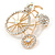 Retro Clear Crystal Bicycle Brooch In Gold Tone Metal - 40mm W - view 4