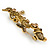 Vintage Inspired Little Puppy Dog Citrine Crystal Brooch In Antique Gold Metal - 40mm L - view 3